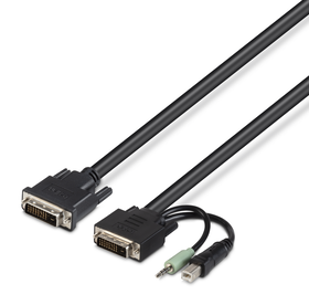 TAA 2 DVI/USB/AUD SKVM CBL, DVI-D M/M; USB A/B, 6', Black, hi-res